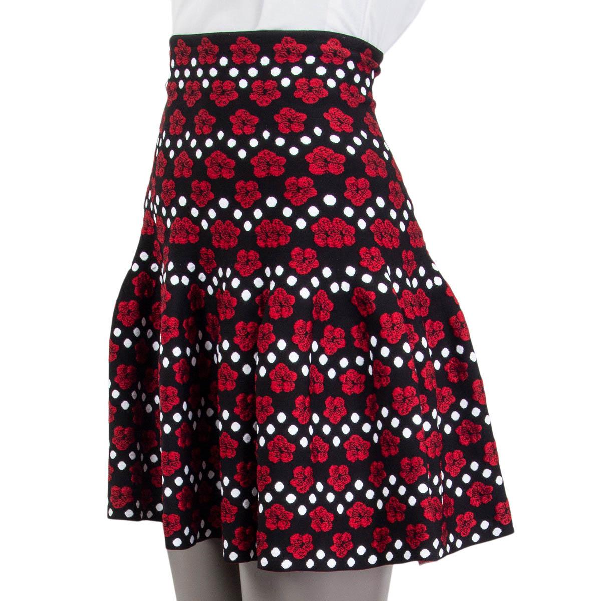 Black ALAIA black & red ROSE DOT JACQUARD KNIT MINI Skirt 36 XS