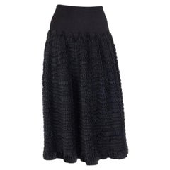Alaia black ruched flared Midi Skirt S