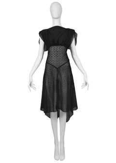 Alaia Black Sheer Eyelet Lace Dress 1991
