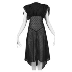 Vintage Alaia Black Sheer Eyelet Lace Dress 1991