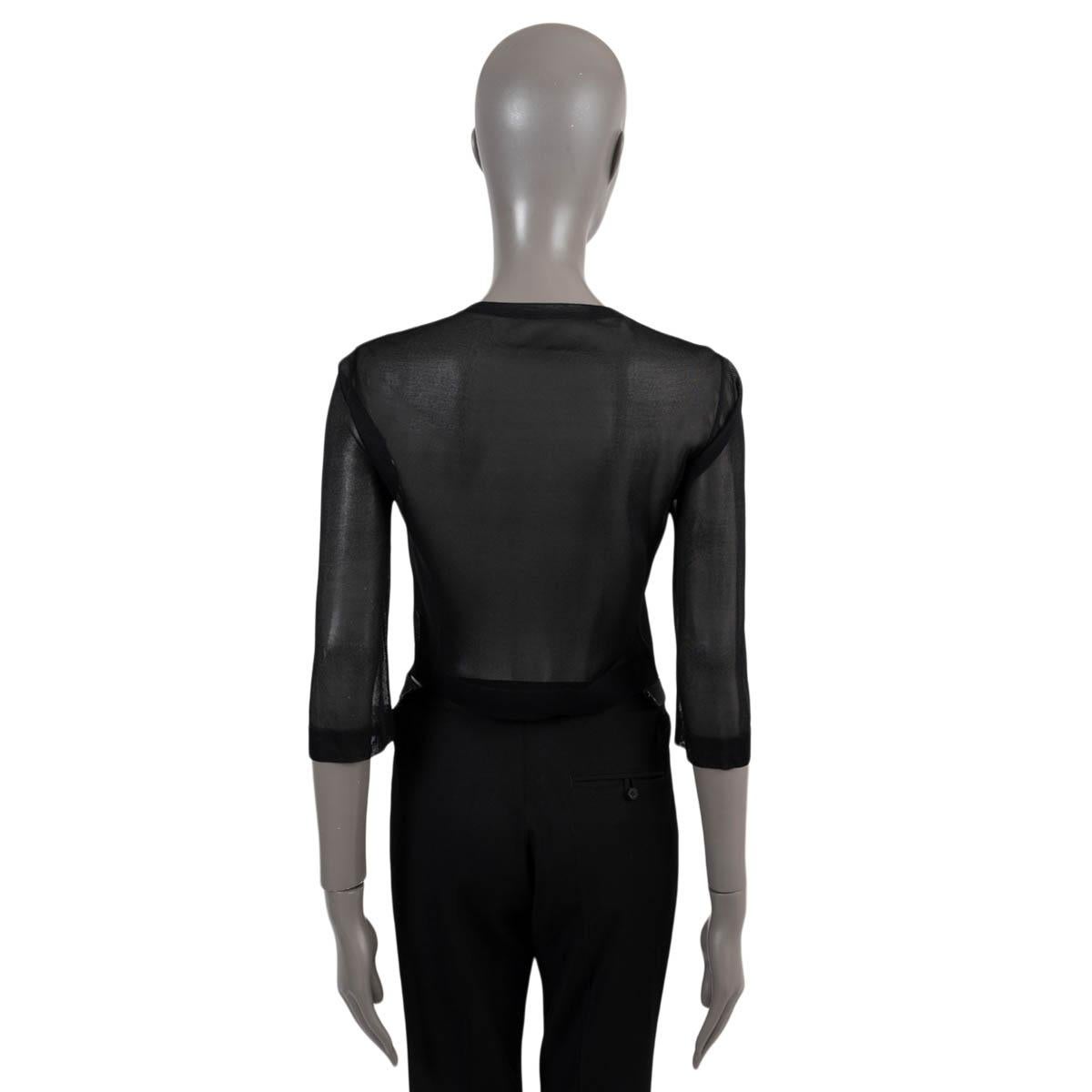 Black ALAIA black silk SHEER SHORT Cardigan Sweater 42 L For Sale