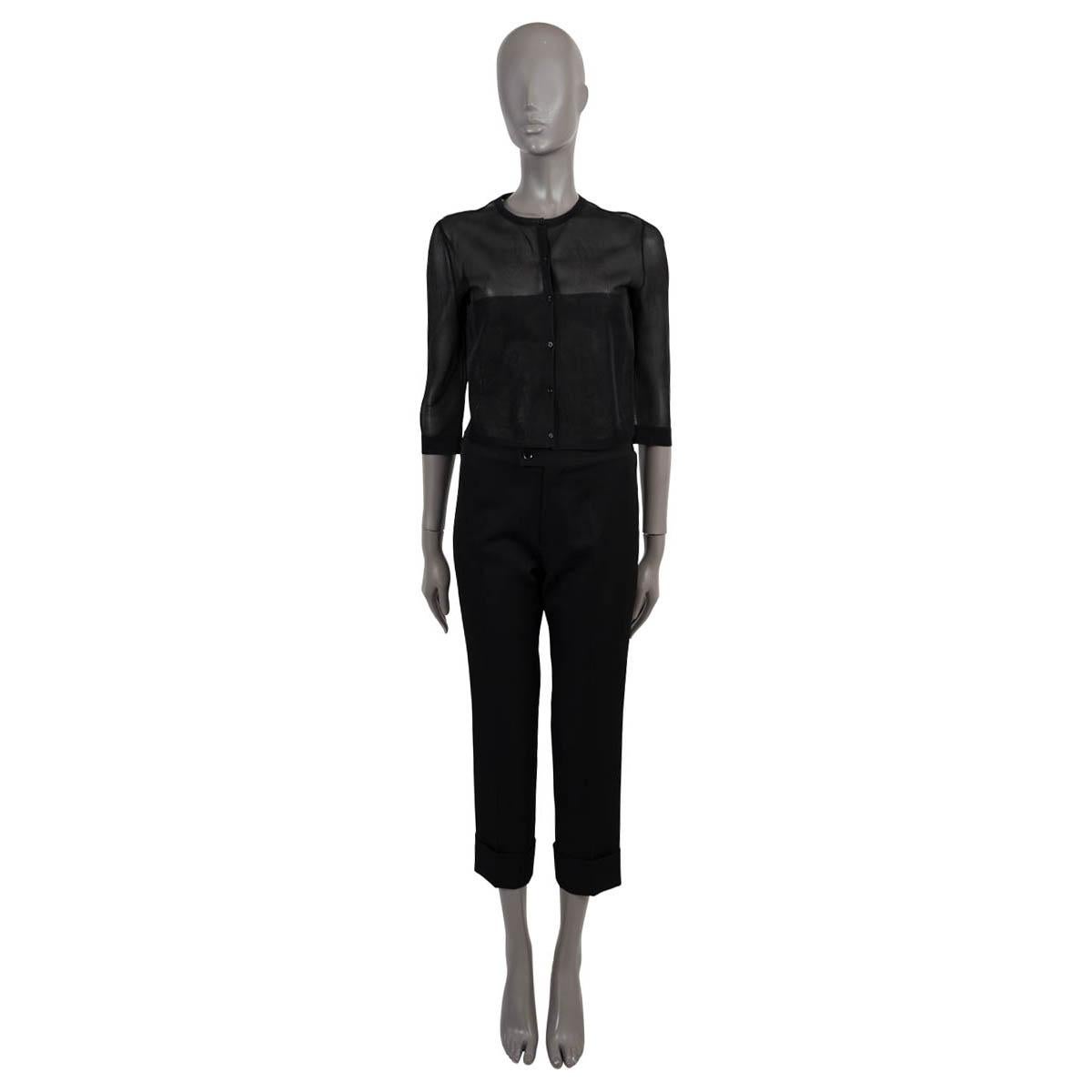 ALAIA black silk SHEER SHORT Cardigan Sweater 42 L In Excellent Condition For Sale In Zürich, CH