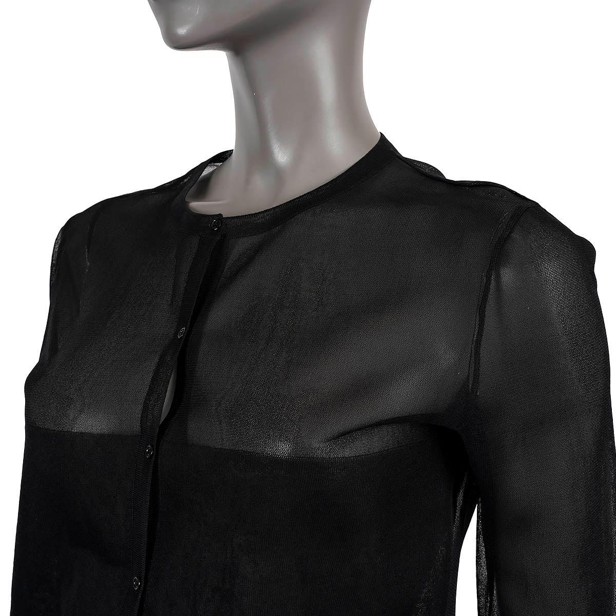ALAIA black silk SHEER SHORT Cardigan Sweater 42 L For Sale 1