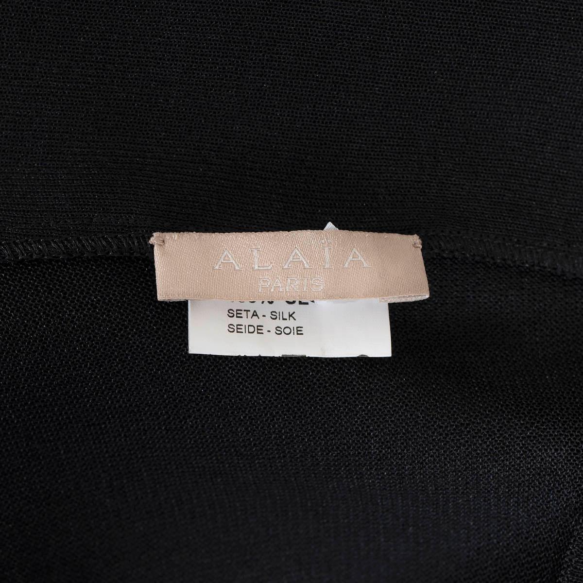 ALAIA black silk SHEER SHORT Cardigan Sweater 42 L For Sale 1