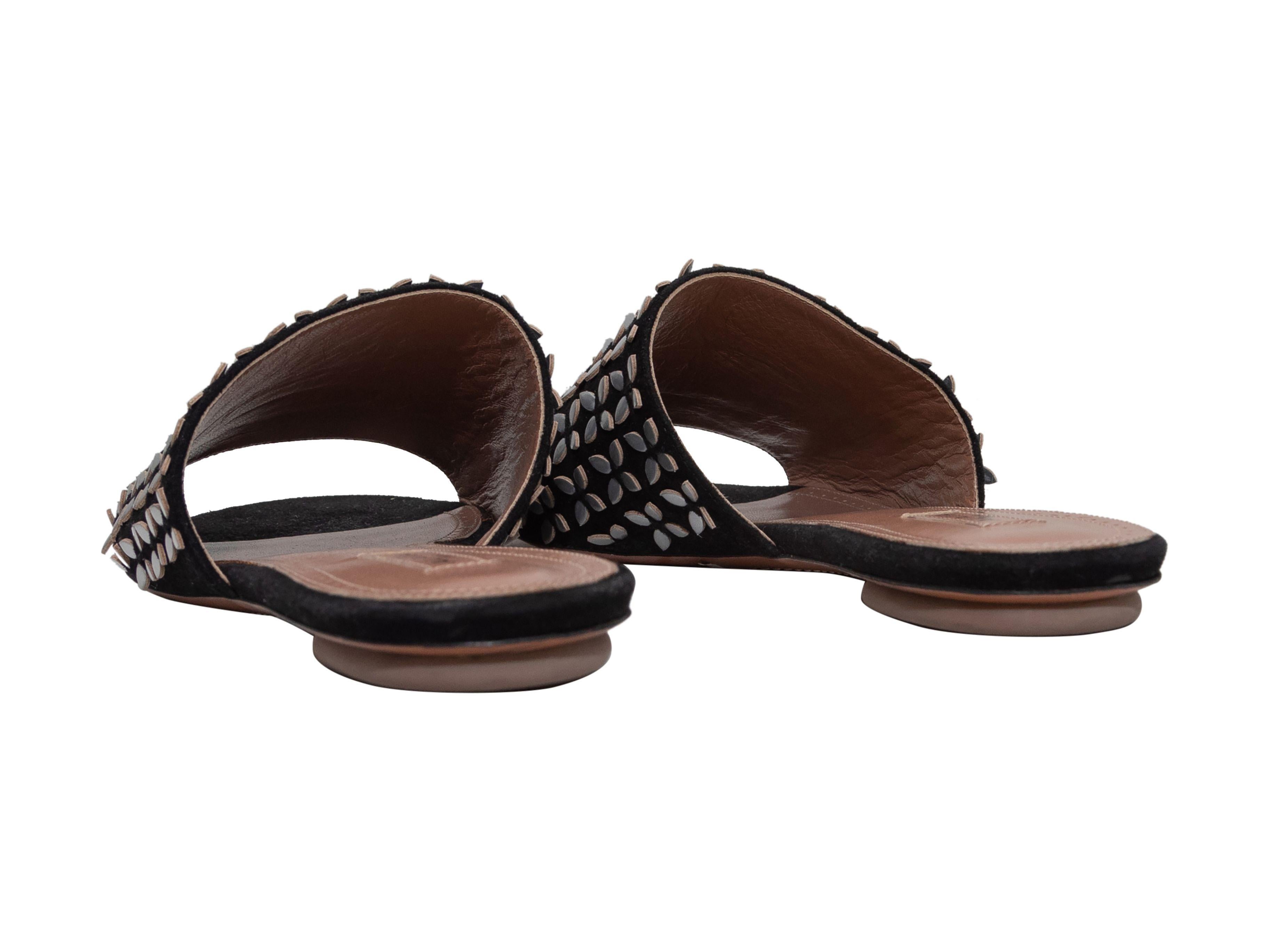 Alaia Black & Silver Slide Sandals 1