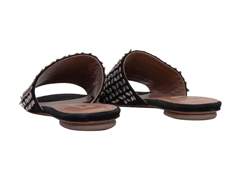 Alaia Black & Silver Slide Sandals For Sale 1