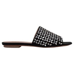 Alaia Black & Silver Slide Sandals