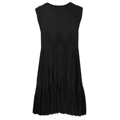 ALAIA Black Sleeveless Zigzag Trapeze Dress sz 42
