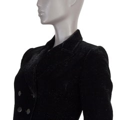 ALAIA black SPECLED VELVET DOUBLE BREASTED Blazer Jacket 40 M