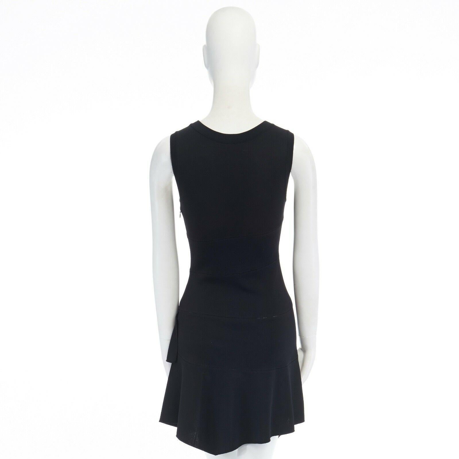 ALAIA Schwarz Spirale Leiterstich Naht Asymmetrisch Ausgestellter Rock Bodycon Kleid FR38 4