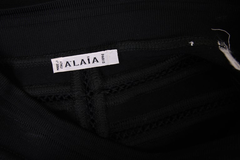 Alaia Black Stretch A-Line Mini Skirt W/Crochet Detail For Sale at ...