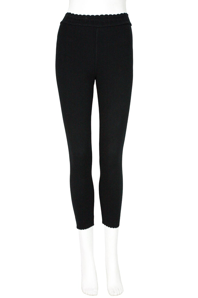 Alaïa Black Stretchy Knit Leggings at 1stDibs