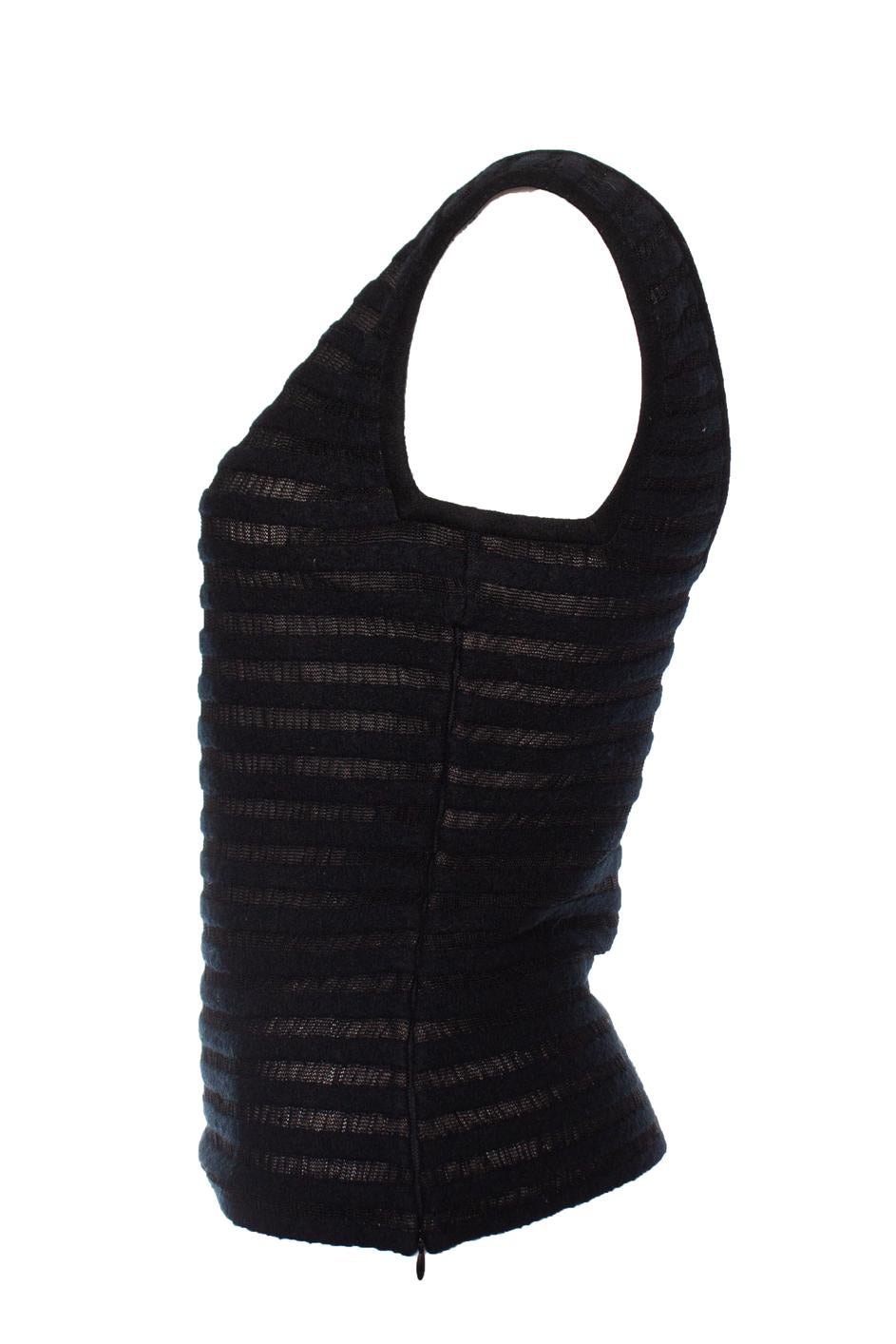 Black Alaia, black striped semi-transparent top For Sale