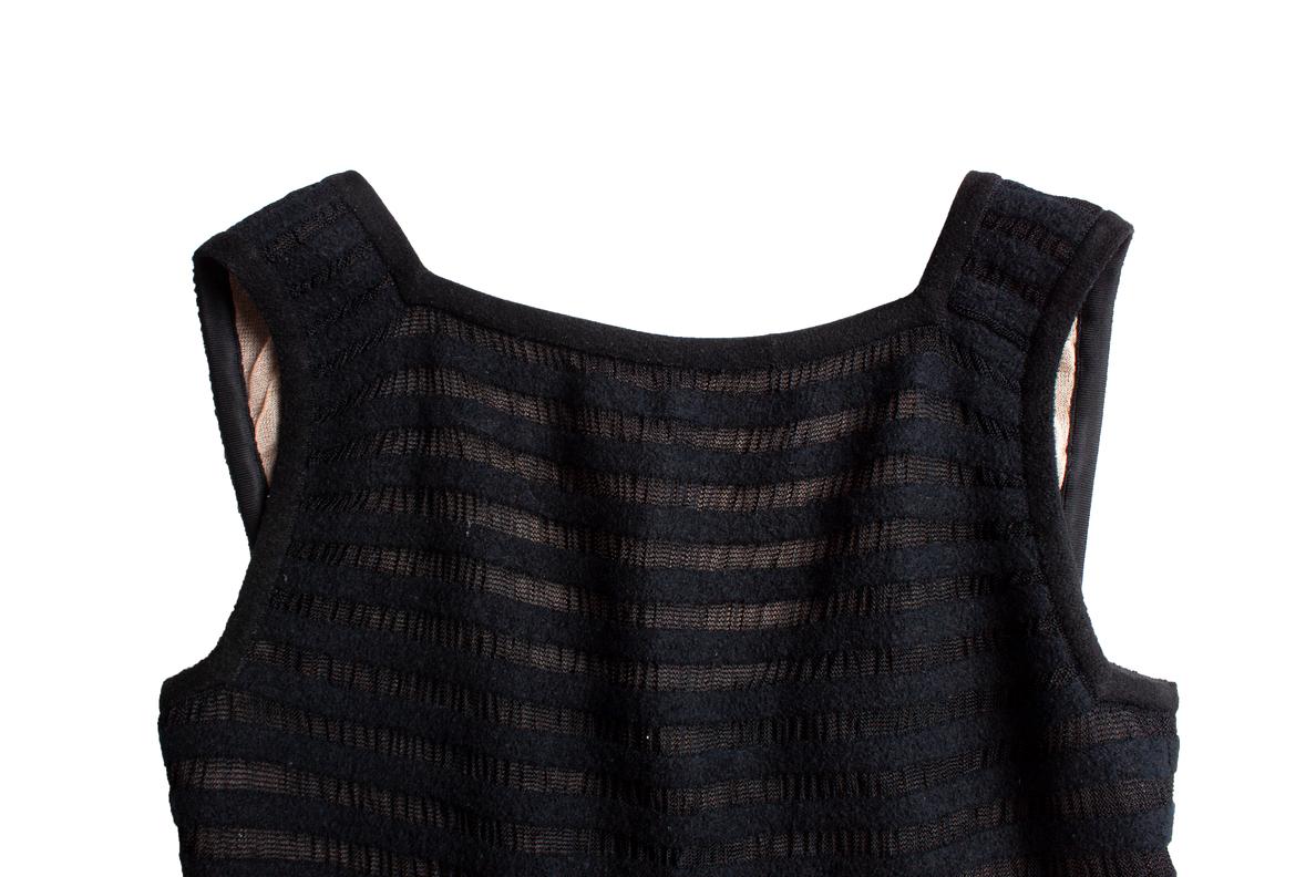 Alaia, black striped semi-transparent top In Excellent Condition For Sale In AMSTERDAM, NL