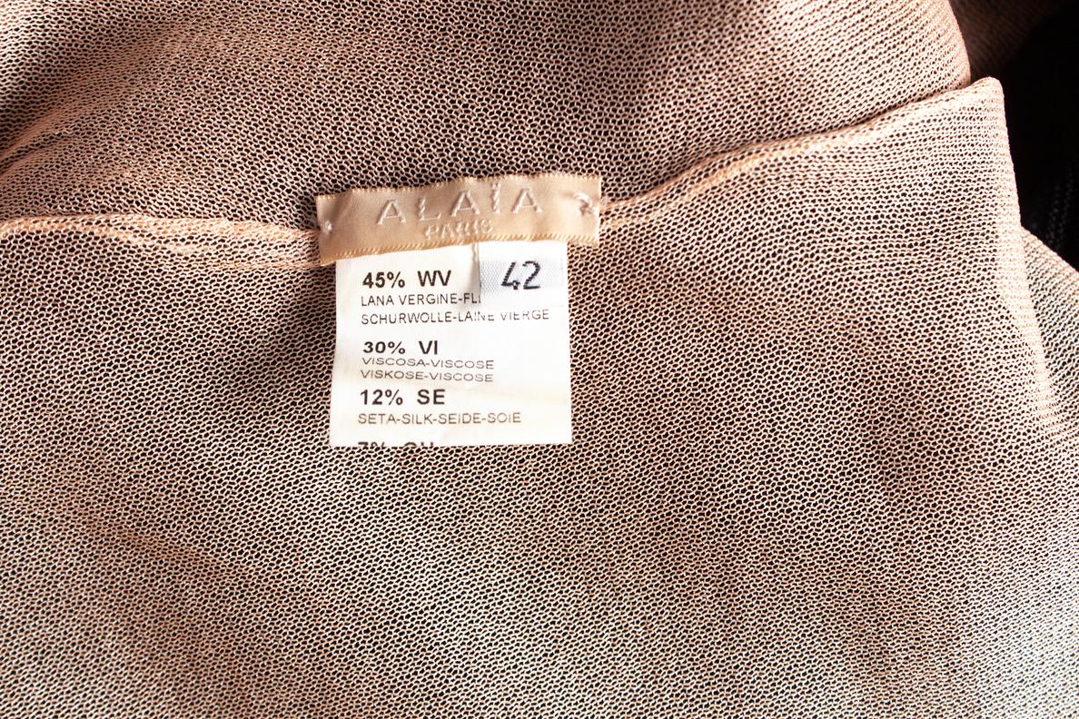 Women's Alaia, black striped semi-transparent top For Sale
