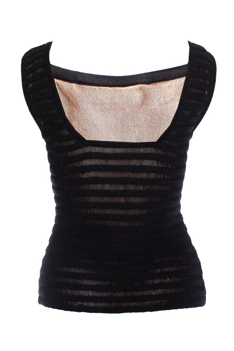 Alaia, black striped semi-transparent top For Sale 2