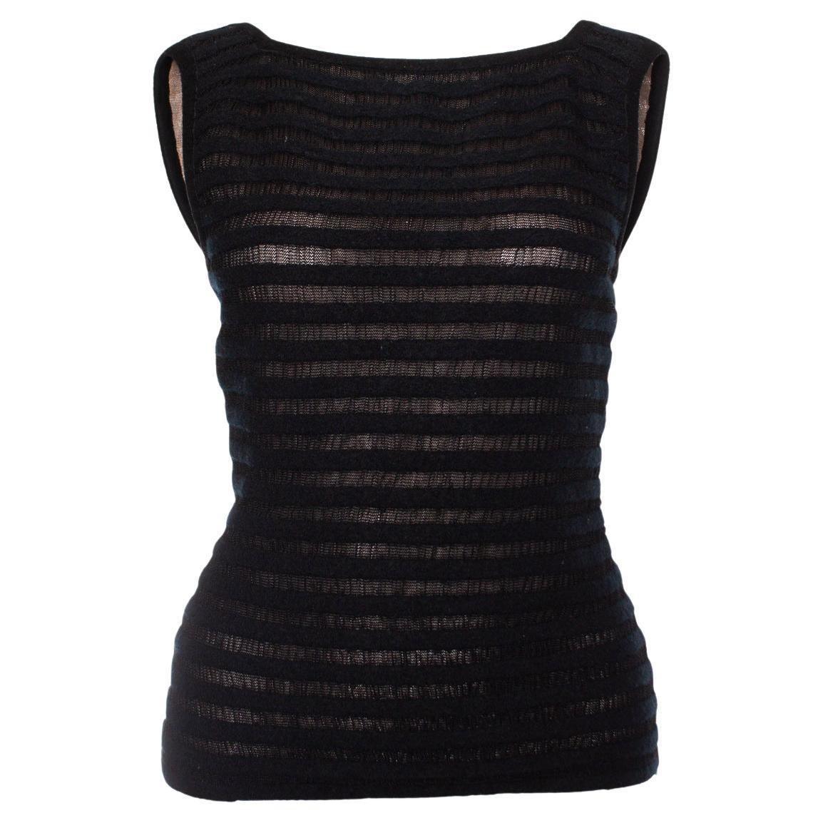 Alaia, black striped semi-transparent top For Sale