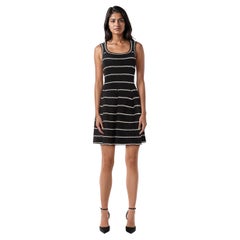 Alaïa Striped Black Stretchy Knee Length Dress Size M