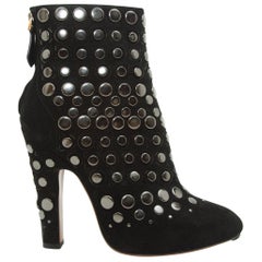 Alaia Black Studded Suede Ankle Boots