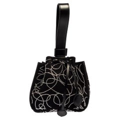 Alaia Black Suede And Leather Crystal Embellished Rose Marie Mini Bucket Bag