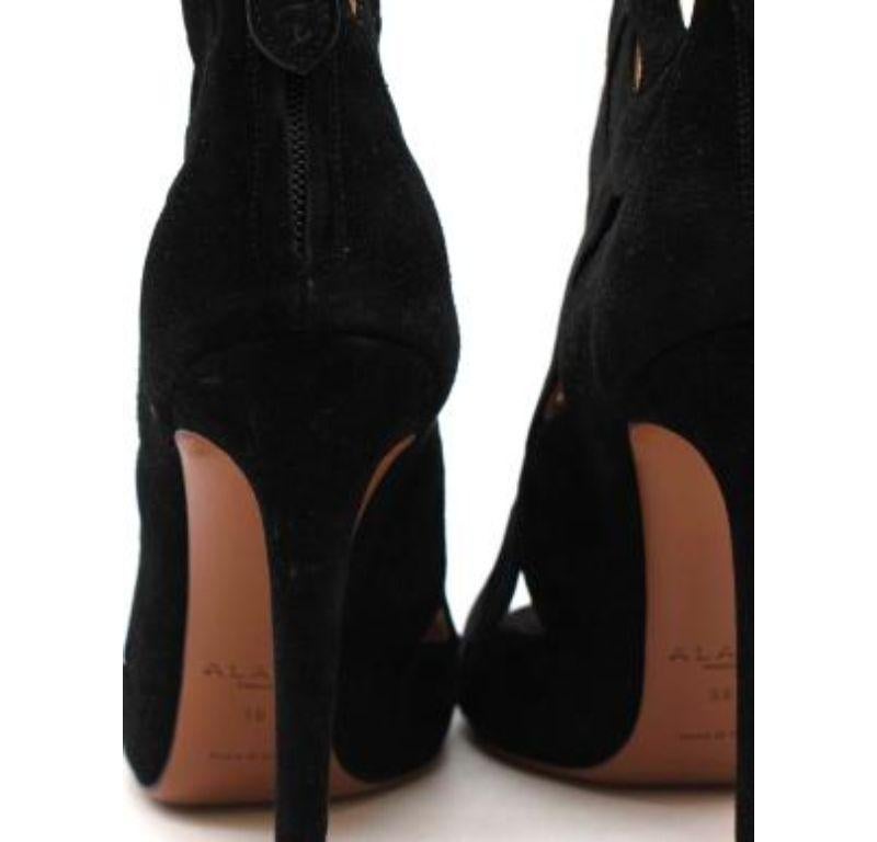 Alaia Black Suede Cut-out Heeled Booties For Sale 5