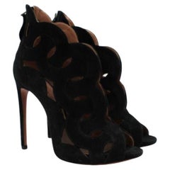 Alaia Black Suede Cut-out Heeled Booties