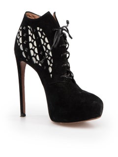 Alaïa Black Suede Cut Out Platform Laced Heels Size IT 36