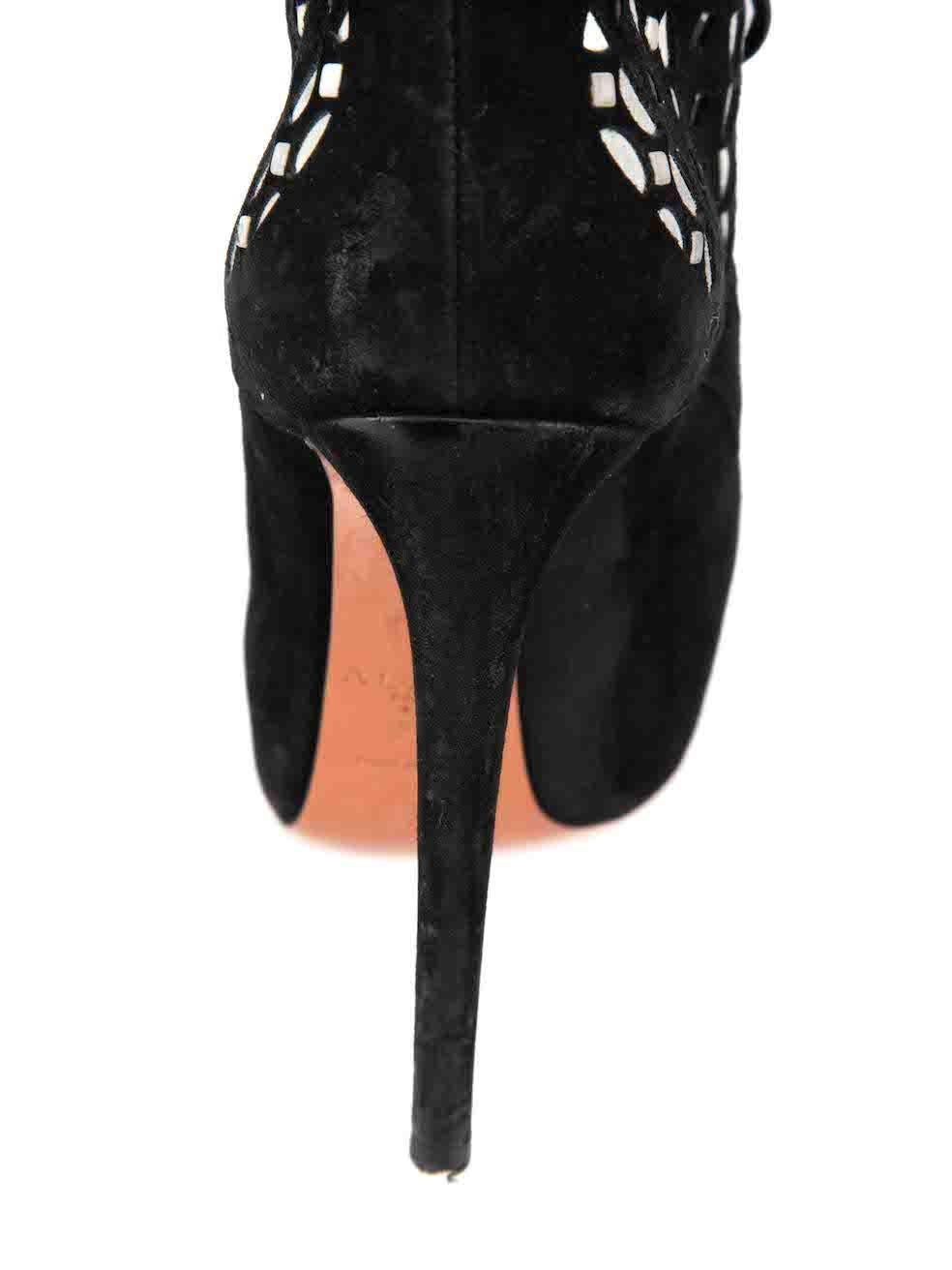Alaïa Black Suede Cut Out Platform Laced Heels Size IT 36 For Sale 1