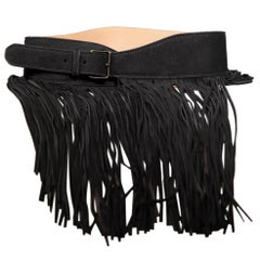 Alaïa Cinturón borla flecos ante negro
