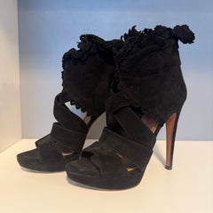 Alaia Black  SUede High Sandals IT 37.5