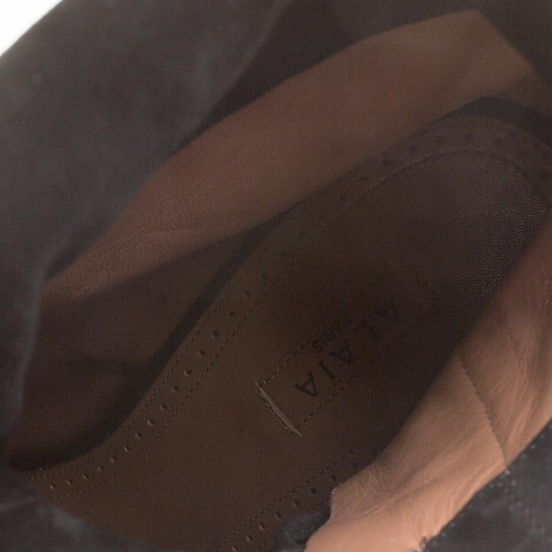 Alaia Black Suede Lace Up Platform Ankle Boots Size 41 4