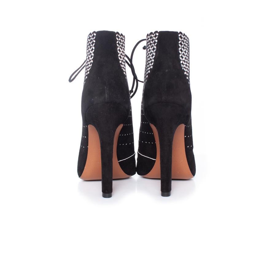 Alaia, Black suede laser-cut boots For Sale 1