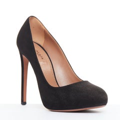ALAIA black suede leather almond toe high heel court pumps EU35.5