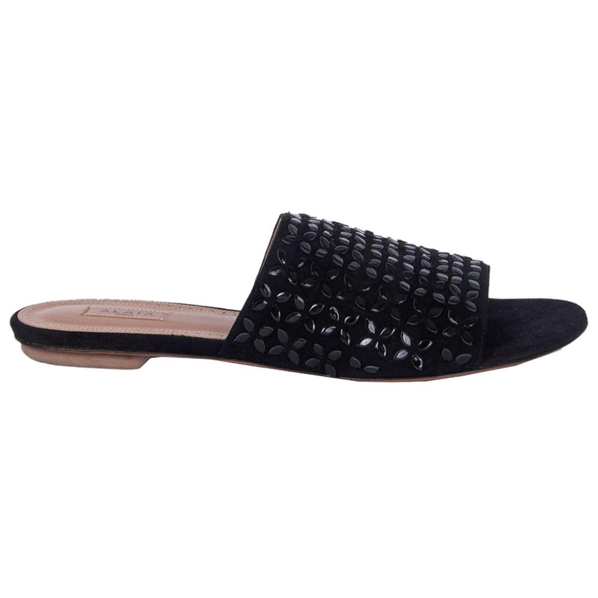 ALAIA 26S SQUARE-TOE HIGH HEELS 95 MM IN BLACK CALFSKIN