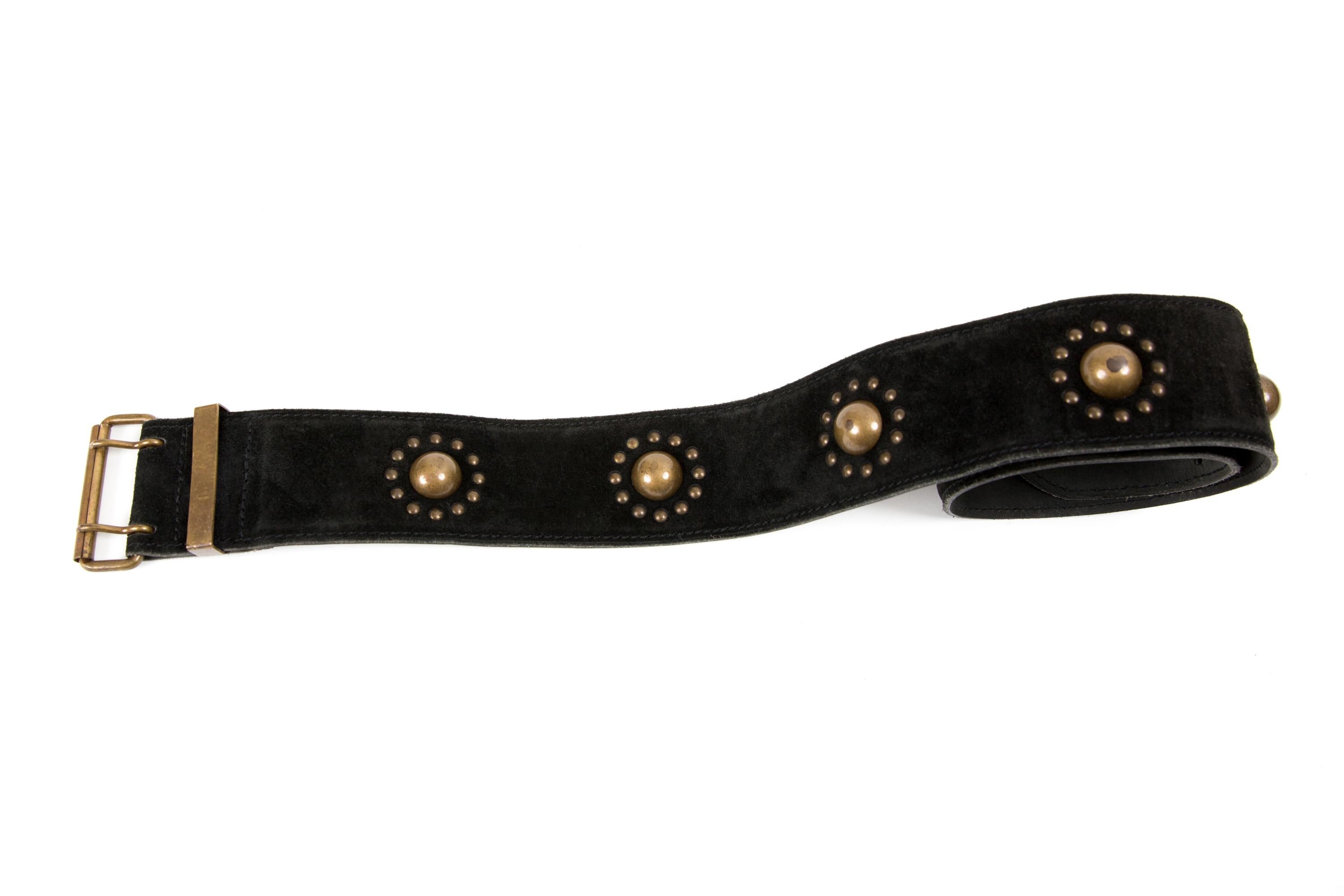 Alaia Black Suede Leather Large Belt In Good Condition For Sale In Paris, FR