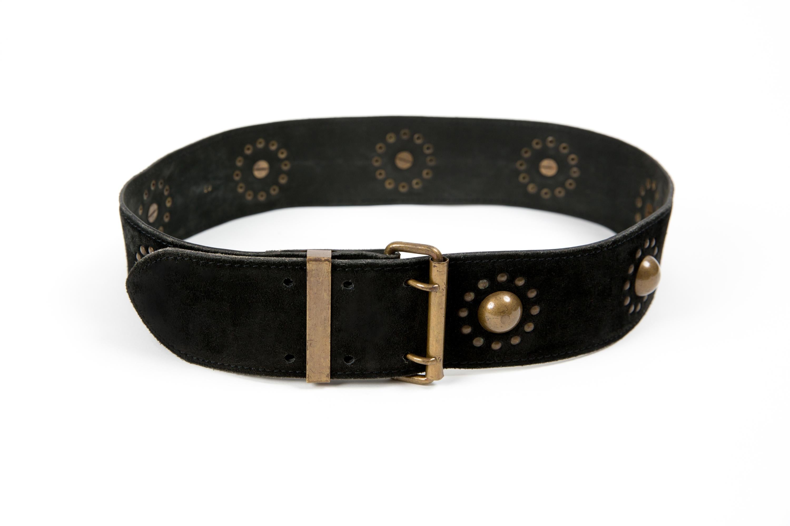 Alaia Black Suede Leather Large Belt For Sale 1