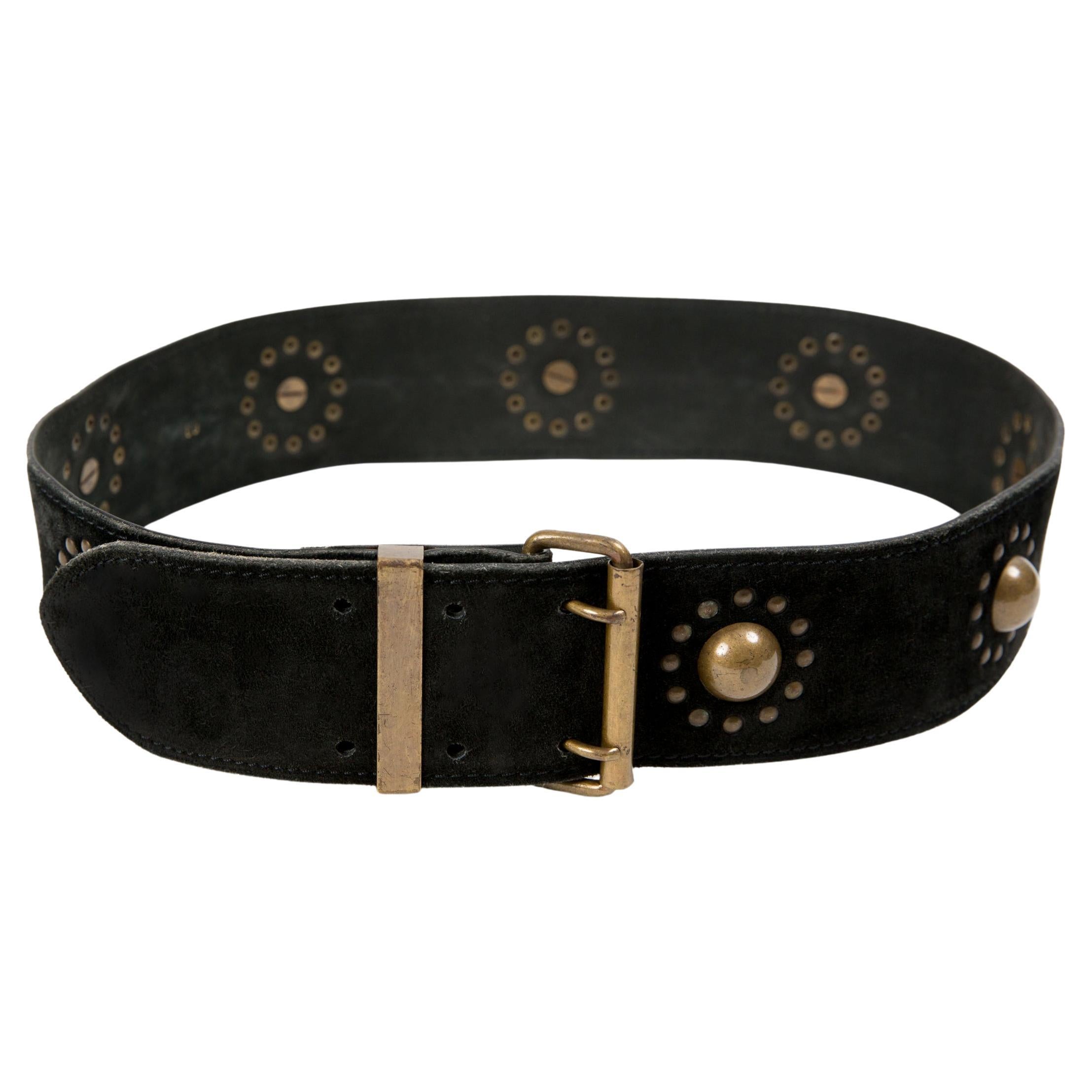 Alaia Black Suede Leather Large Belt For Sale