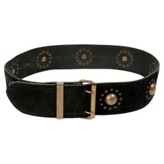 Alaia - Ceinture large en daim et cuir noir