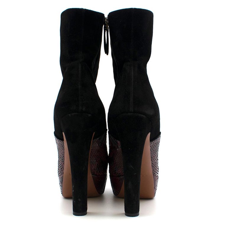 Alaia Black Suede and Leather Platform Ankle Boots SIZE 38.5 For Sale ...