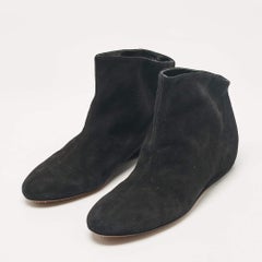 Alaia Black Suede Low Ankle Length Boots Size 35.5