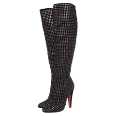 Alaia, Bottes en daim noir au dessus du genou