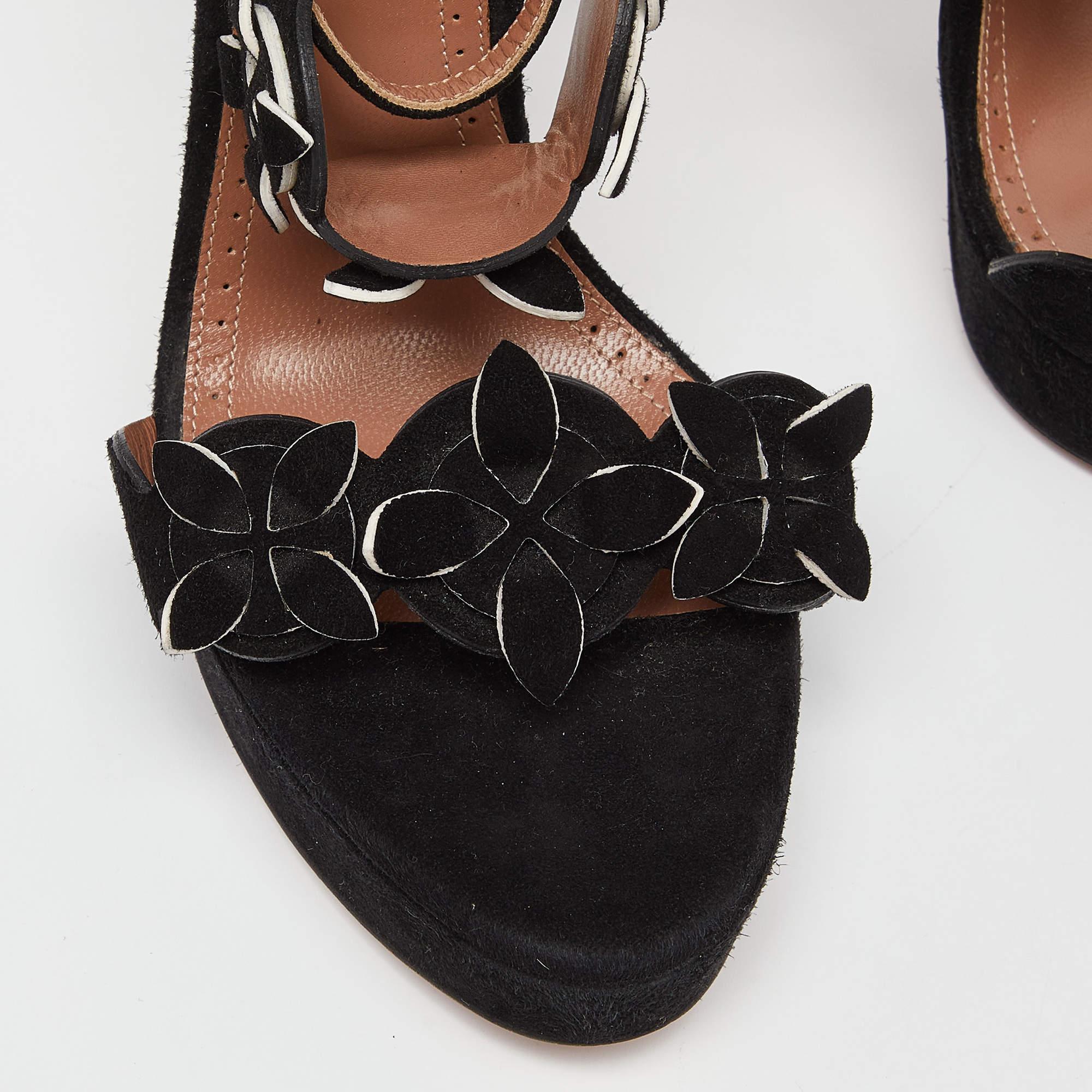 Alaia Black Suede Platform Ankle Strap Sandals Size 38 For Sale 2