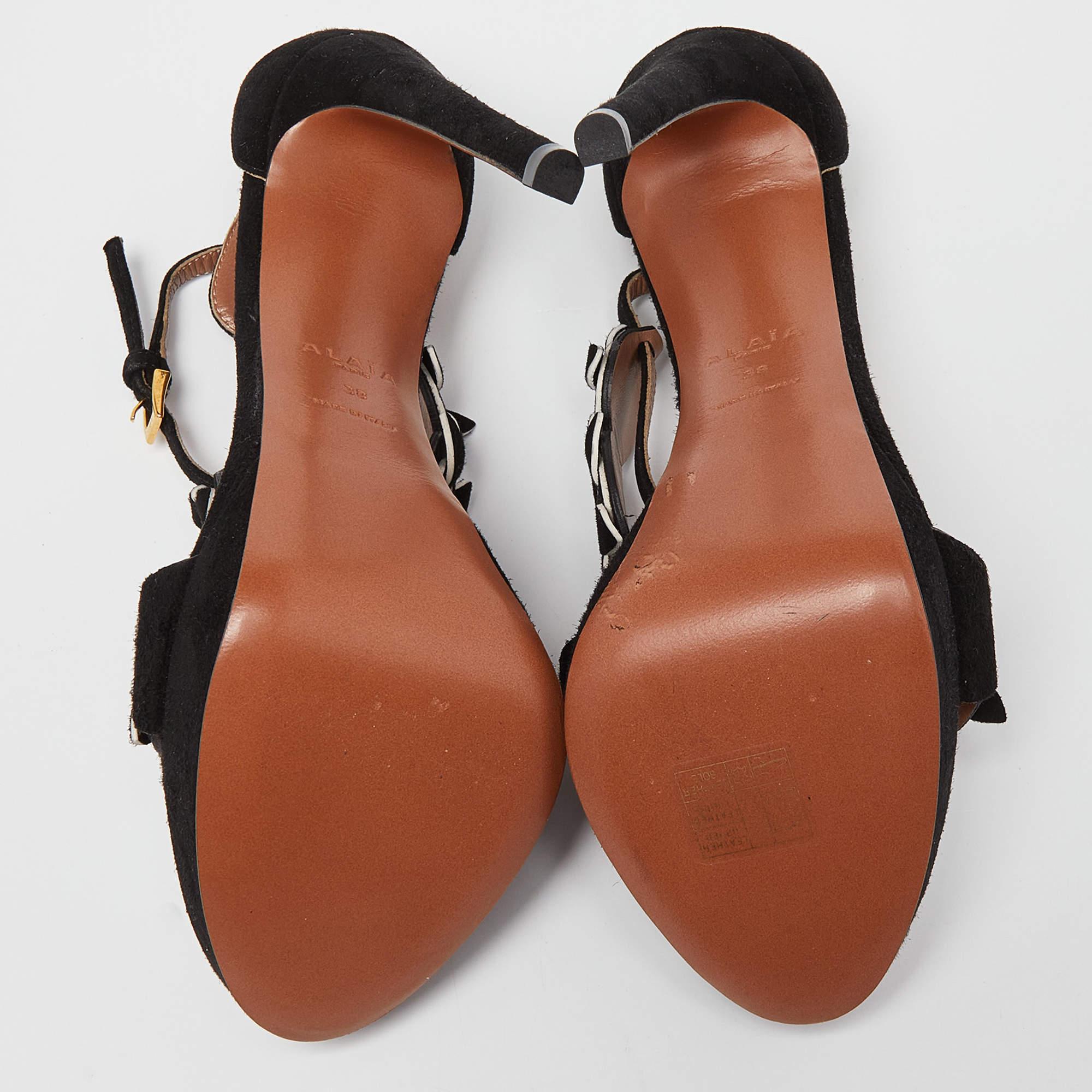 Alaia Black Suede Platform Ankle Strap Sandals Size 38 For Sale 4