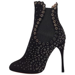 Alaia Black Suede Pointed Toe Ankle Length Boots Size 38