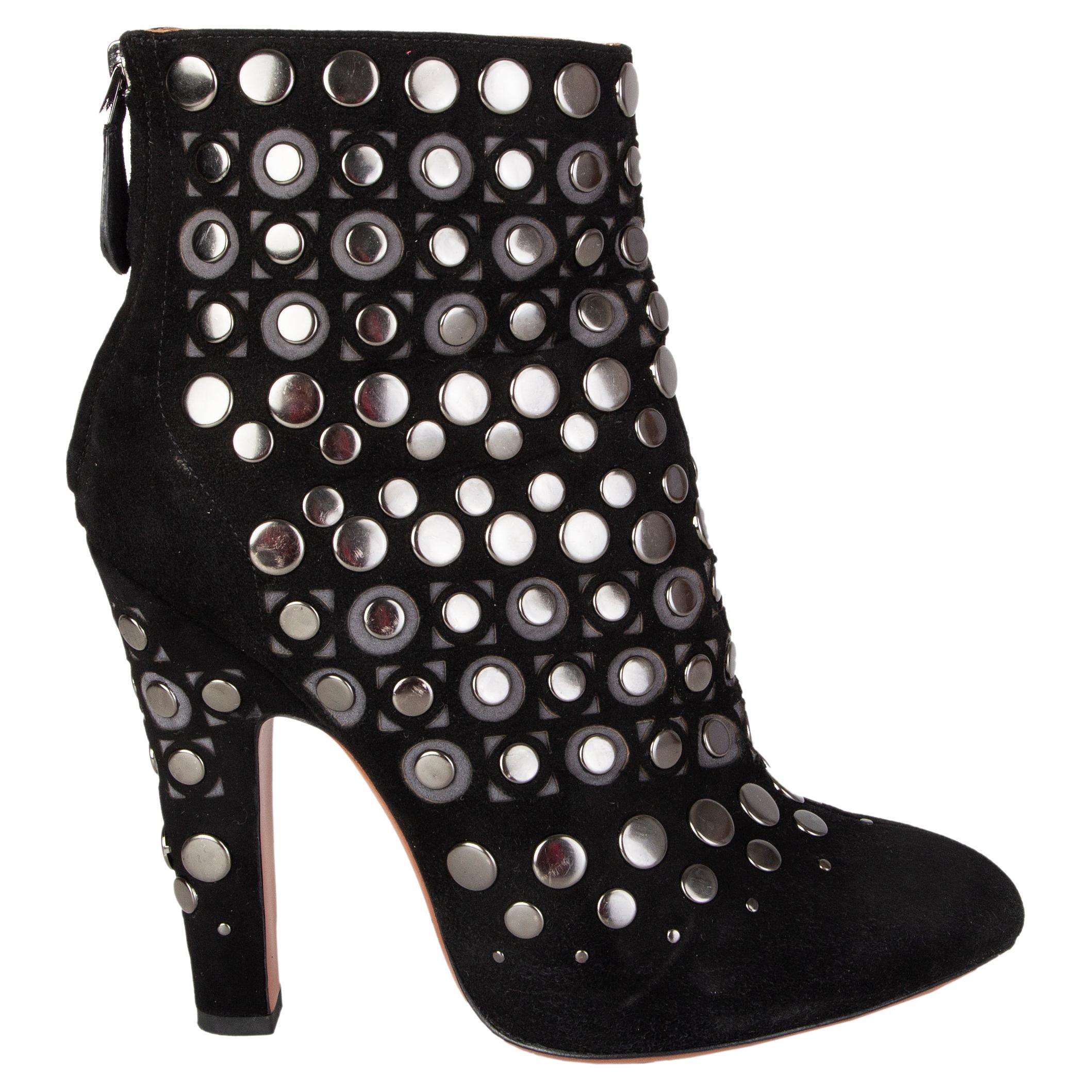 ALAIA black suede STUDDED Ankle Boots Shoes 39.5 For Sale