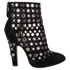 ALAIA black suede STUDDED Ankle Boots Shoes 39.5