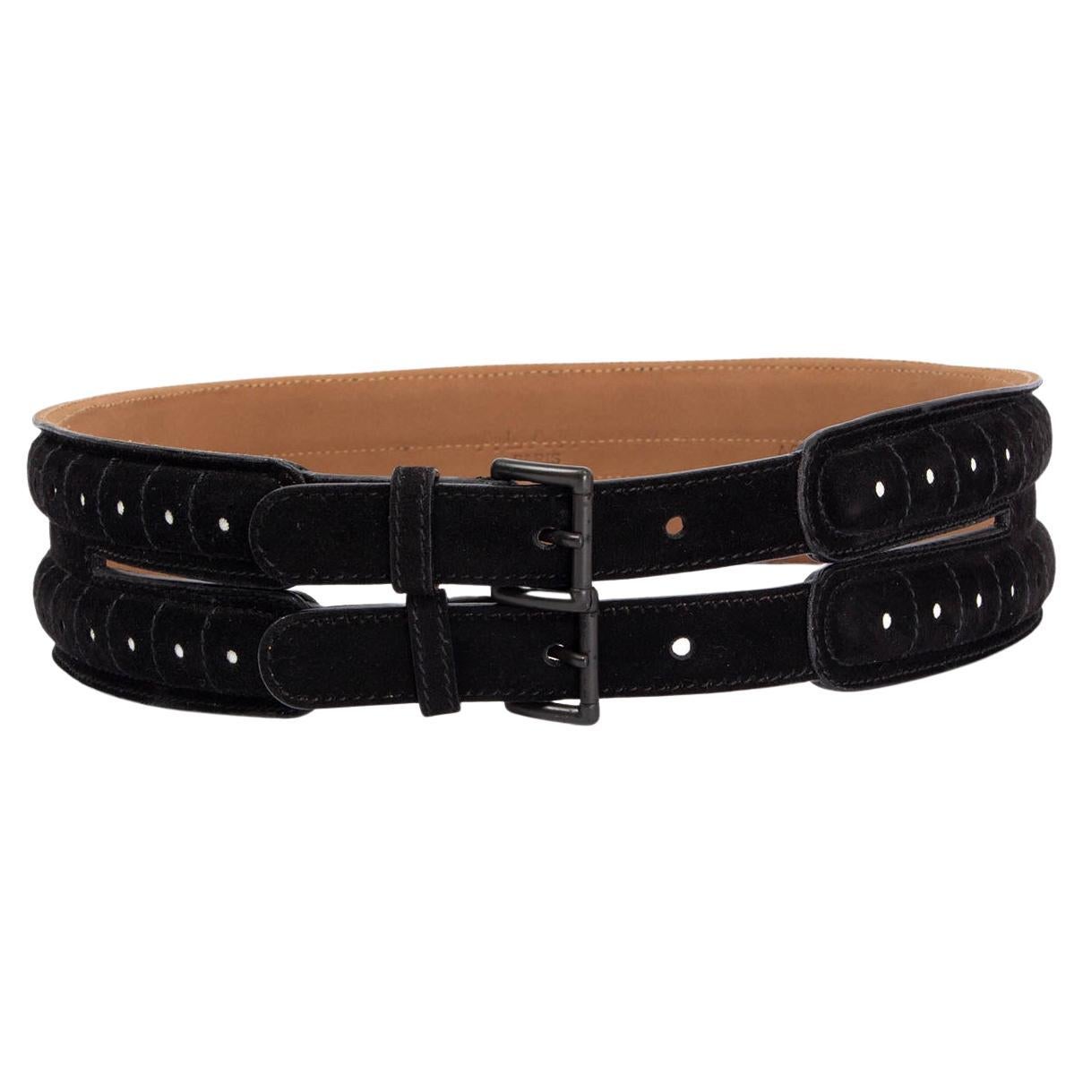 1980's AZZEDINE ALAIA black rushed belt with side buckle at 1stDibs