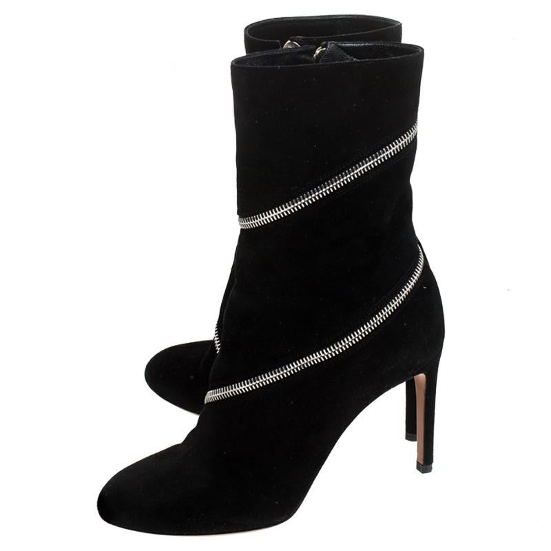 Alaia Black Suede Zip Around Ankle Boots Size 36.5 1