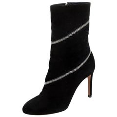 Alaia Black Suede Zip Around Ankle Boots Size 36.5
