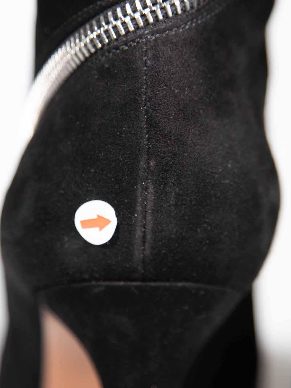 Alaïa Black Suede Zip Detail Mid Calf Boots Size IT 39.5 For Sale 1